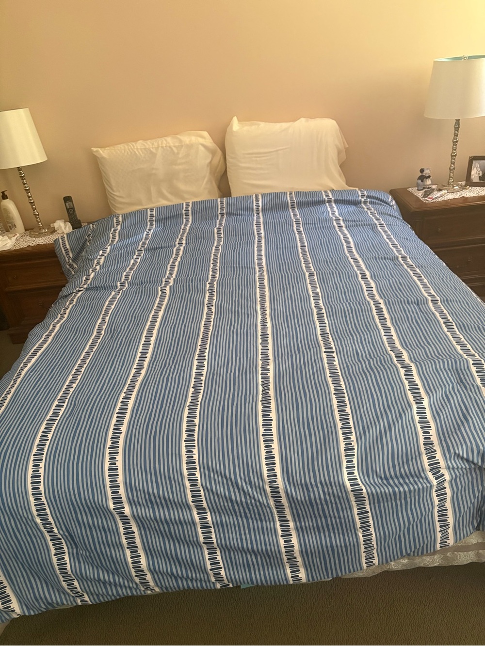 Striped Blue Comforter Cover - Nautical-Inspired Bedding